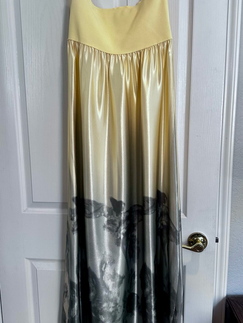 Anthropologie Strapless watercolor floral Maxi Dress in Yellow/Sage/Size M - Picture 14 of 15